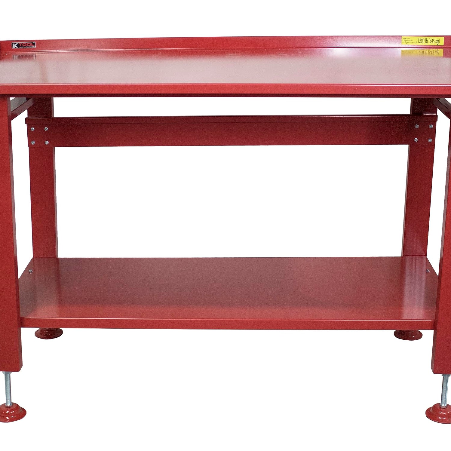 K Tool International 75111 60" x 34" Heavy Duty Work Table for Garages, Repair Shops and DIY, 1200 lb., 31" Height, Raised Edges, Bottom Shelf, K Tool International