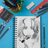 PANDAFLY Professional Charcoal Pencils Drawing Set - 8 Pieces Super Soft, Soft, Medium and Hard Charcoal Pencils for Drawing, Sketching, Shading, PANDAFLY