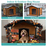 Suumerpety Outdoor Dog House,Weatherproof Wooden Dog Shelter for Small to Medium Sized Dogs,Iron Frame Indoor Outdoor Doghouse,Puppy Kennel,Pets Warm Suumerpety