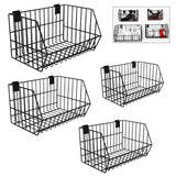Uiifan 4 Pcs Slatwall Baskets Metal Slatwall Bins Mounted Slatwall Accessories Multi Size Sloped Wire Slatwall Basket for Shops Rooms Storage Display Uiifan