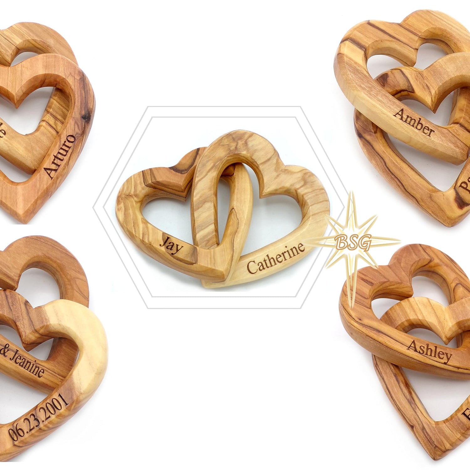 Customized Gifts, Olive Wood Hearts, Personalized Valentines Day Gift, Together Forever, Unique and Cute for Engagement, Wedding, Anniversary, Dacaret Factory