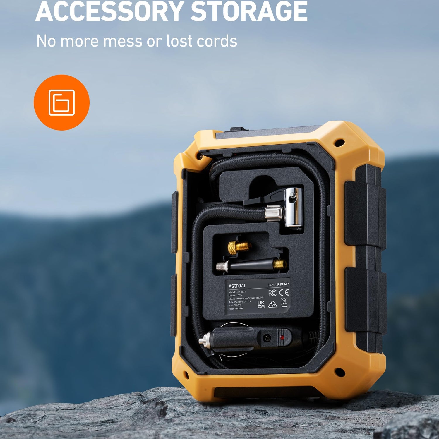 AstroAI Tire Inflator Air Compressor 12V DC Portable Air Compressor Car Accessories Auto Tire Pump 100PSI with LED Light Digital Air Pump for Car AstroAI