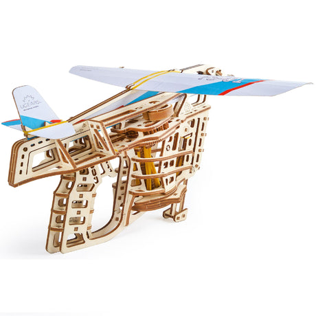 UGEARS Flight Starter Paper Airplane Portable Hand Catapult Mechanical Wooden 3D Model UGEARS