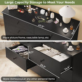 Hasuit 6 Drawers Double Dresser, Wooden Dresser with Heavy Sturdy Steel Frame, Large Capacity Storage Chest of Drawers, Black Dresser for Bedroom, Hasuit
