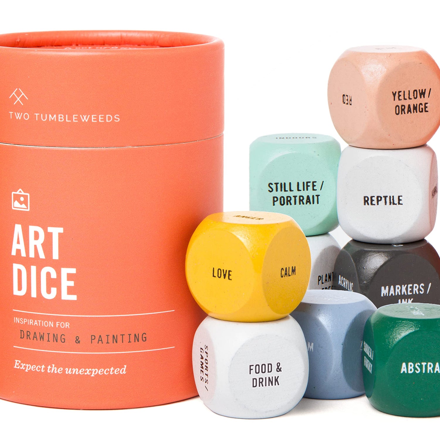 Two Tumbleweeds Art Dice - Drawing & Painting Game for Adults, Artists & Teachers - Set of 9 Dice for Creative Inspiration in The Studio and Two Tumbleweeds
