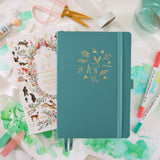 Perpetual Desk Calendar + Teal Dot Grid Notebook - Daily Inspirations from your calendar and write into your journal Primrosia