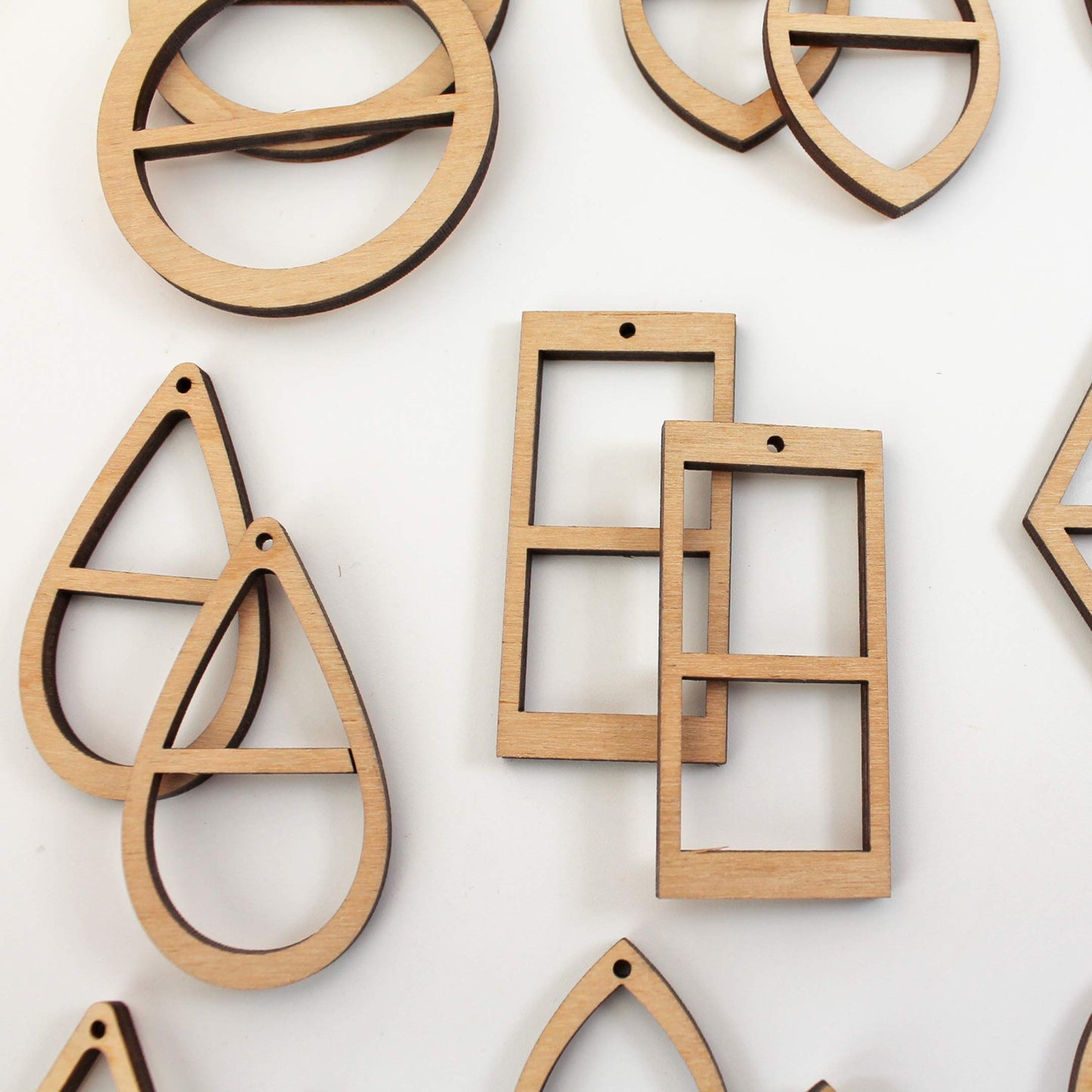 18 Unfinished Wood Laser Cutout Earrings Jewelry Crafts Blanks with Double Window Cutouts - WoodArtSupply