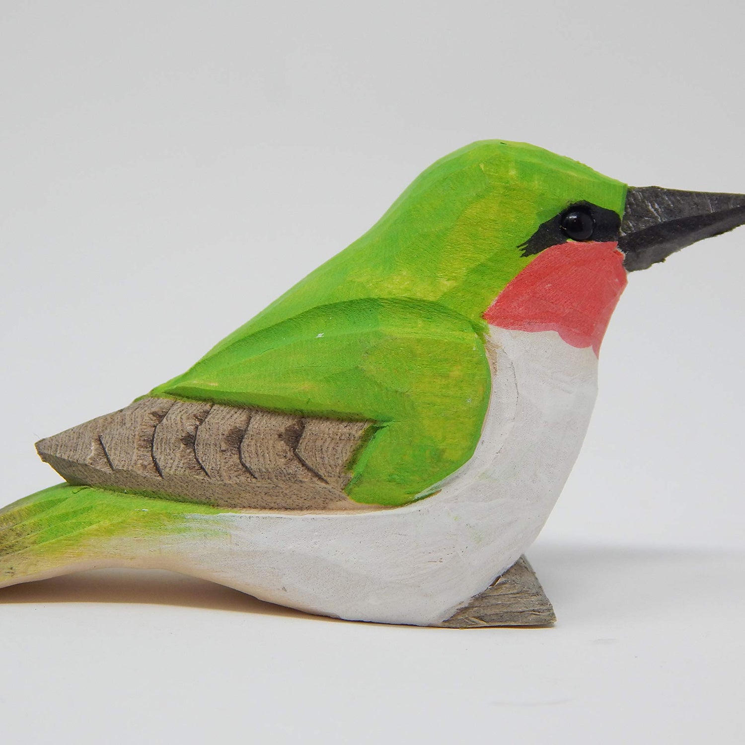 Selsela Hummingbird - Wooden Figurine Ruby-Throated Gift Decoration Handmade Bird Art Carved Small Animal Garden Statue Selsela