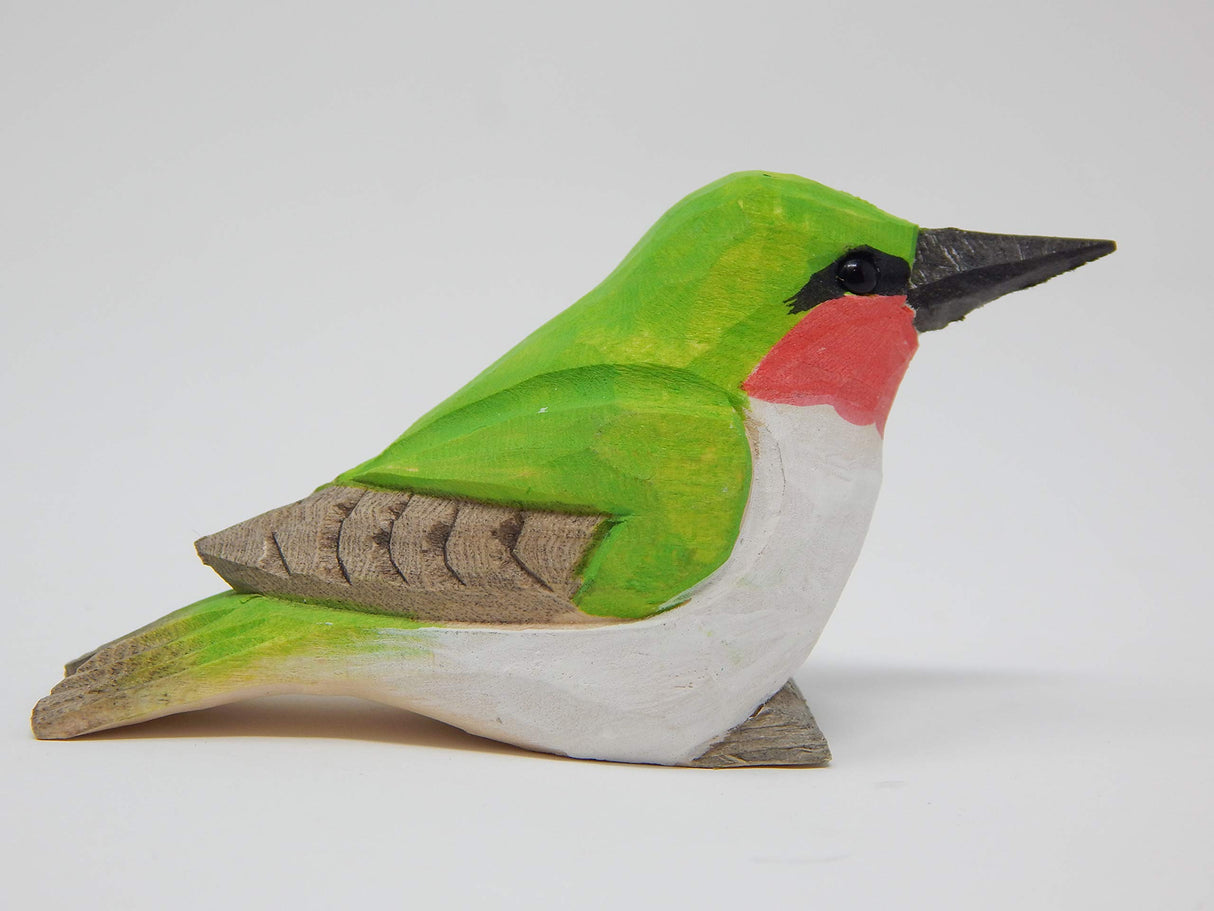Selsela Hummingbird - Wooden Figurine Ruby-Throated Gift Decoration Handmade Bird Art Carved Small Animal Garden Statue Selsela
