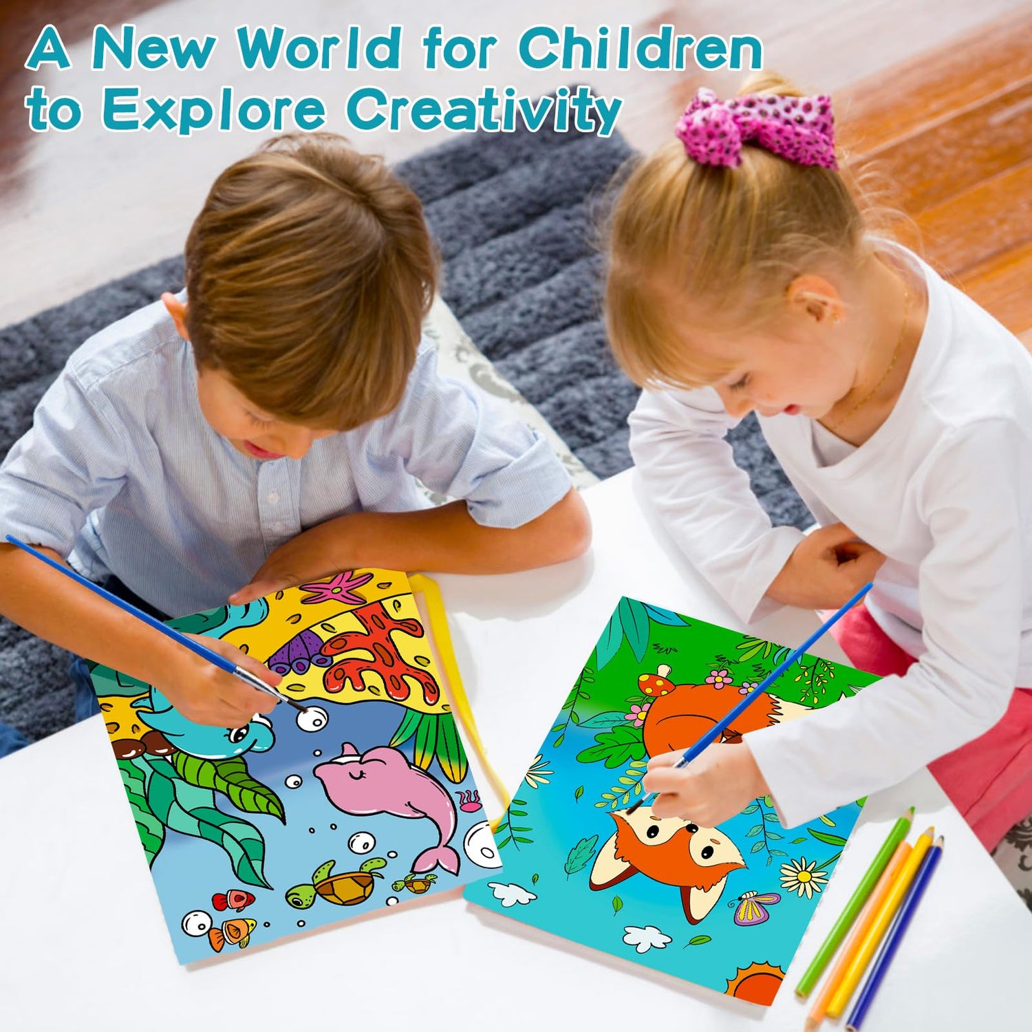 Volmop 3 Pack Paint by Numbers for Kids Ages 8-12,10 * 8" Color by Number for Kids Framed Canvas with 17 Acrylic Paints and 6 Brushes, Kids'Paint by Volmop