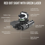 Pinty Red Dot Sight with Integrated Green Laser Sight, Laser Class IIIA, Laser Output Less Than 5mW Pinty