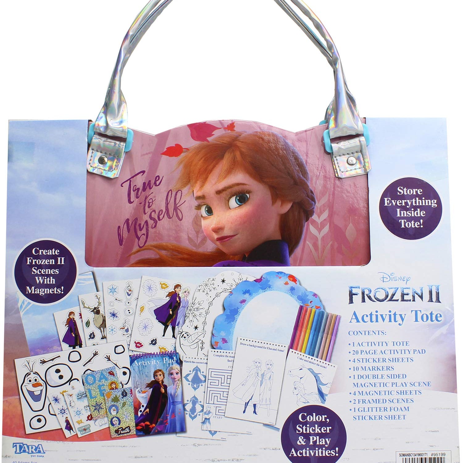 Tara Toys Frozen 2 Enchanted Activity Tote - Ultimate Princess Adventure Bag with Coloring Books, Stickers, and Craft Supplies, Travel-Friendly Set Disney