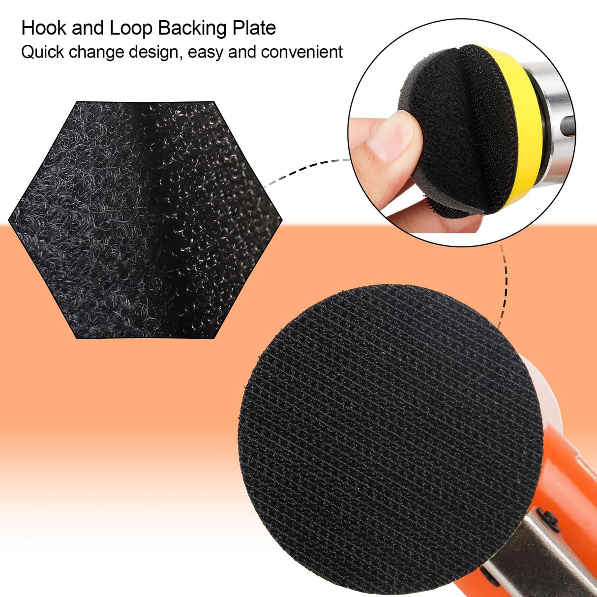 NuoDunco 1/2/3 Inch Mini Random Orbital Air Sander Kit Industrial Grade Pneumatic Sander for Auto Body Work with 60 Pcs 1"2"3" Hook & Loop Sanding NuoDunco