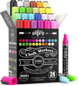 Loddie Doddie Liquid Chalk Markers | Dust Free Chalk Pens - Perfect for Chalkboards, Blackboards, Windows and Glass | 6mm Reversible Bullet & Chisel Loddie Doddie