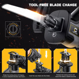 Cordless Reciprocating Saw for DeWalt 20V Max, Brushless Motor Variable Speed, Tool-Free Blade Change, Cerycose Reciprocating saw with LED Light,4 Cerycose