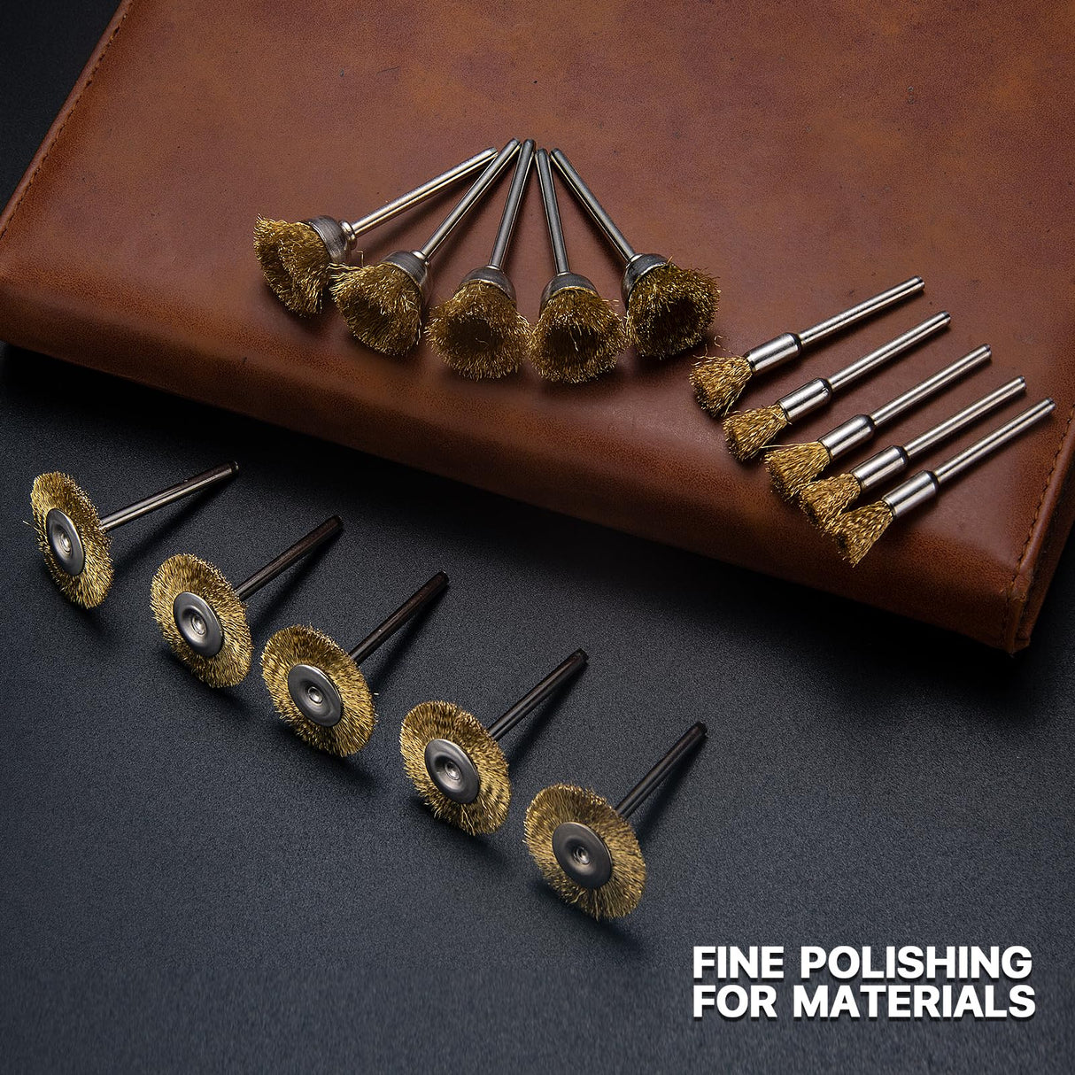 EASYIKI 15 Pieces Copper Wire Brushes, Wire Brush Wheel, Copper Wire Polishing Wheel Kits for Dremel Rotary Tools (1/8 Inch Shank) EASYIKI