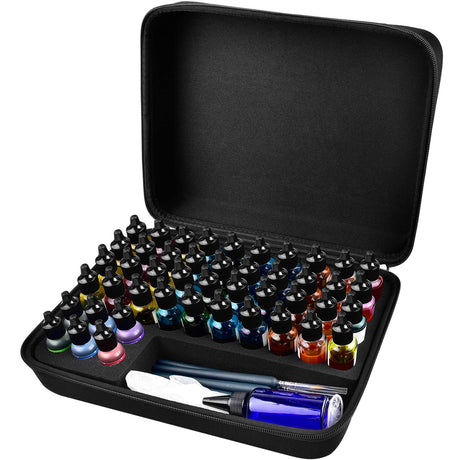 Alcohol Ink Storage Organizer Case Container for 46 Bottles of 0.5 Ounce Alcohol Ink Supplies Sets & Epoxy Paint Color Dye. Paint Holder for Stickles GWCASE