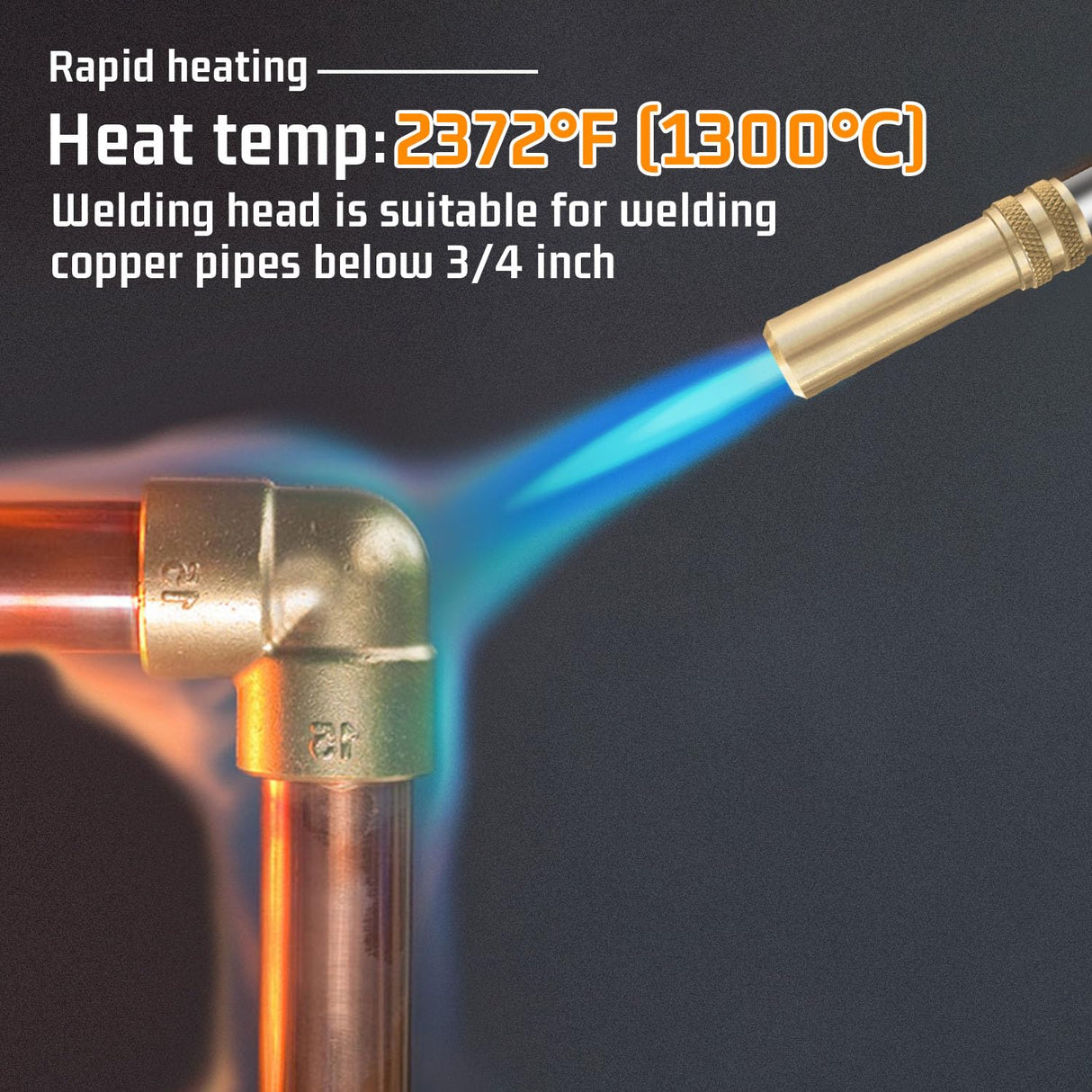 DOMINOX Propane Torch Head for MAP, MAPP and Propane Tank, High Intensity Trigger Start Torch, for Soldering, Ignition, Cooking, Lighting DOMINOX