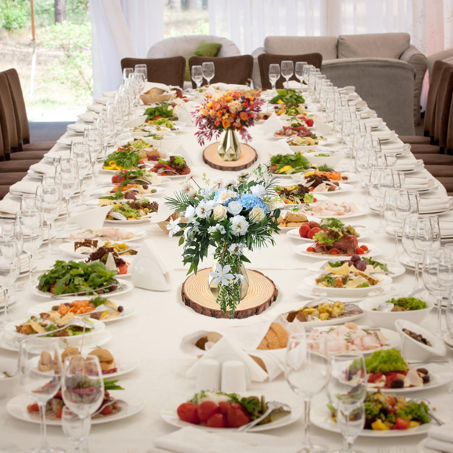 Set of 10 Wood Slices for Centerpieces 7-8 inch, Natural Unfinished Wood Craft Kits, Tree Slices with Bark for DIY Crafts Wedding Christmas Party ktondic