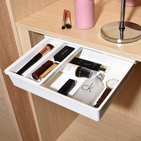 GGIANTGO Under Desk Drawer, Self-Adhesive Under Desk Storage, Desk Drawer Organizer for Office Home Stationery (Large-White) GGIANTGO