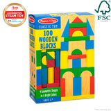 Melissa & Doug Wooden Building Set - 100 Blocks in 4 Colors and 9 Shapes Melissa & Doug