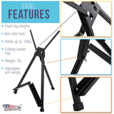 U.S. Art Supply 15" to 21" High Adjustable Black Aluminum Tabletop Display Easel with Extension Arm Wings - Portable Artist Tripod Folding Frame U.S. Art Supply