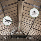 Domi 12x20 ft Wood Gazebo, Cedar Wood Frame Hardtop Gazebo with Galvanized Steel Double Roof, Outdoor Gazebo with Netting and Curtains, Patio Gazebo domi outdoor living