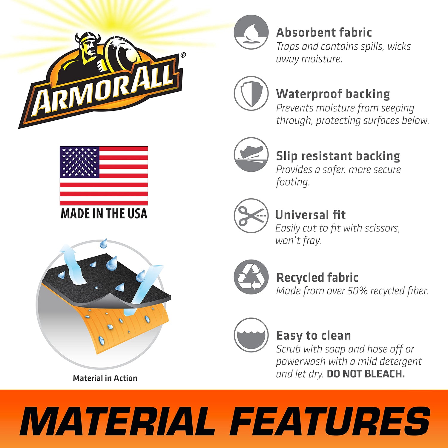 Armor All Original Garage Floor Mat, (17' x 7'4"), (Includes Double Sided Tape), Protects Surfaces, Transforms Garage - Absorbent/Waterproof/Durable Armor All