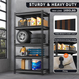 REIBII Garage Shelving Heavy Duty Storage Shelves Loads 1690 LBS, Adjustable Metal Shelving Units and Storage Metal Shelves for Storage Rack Shelf REIBII