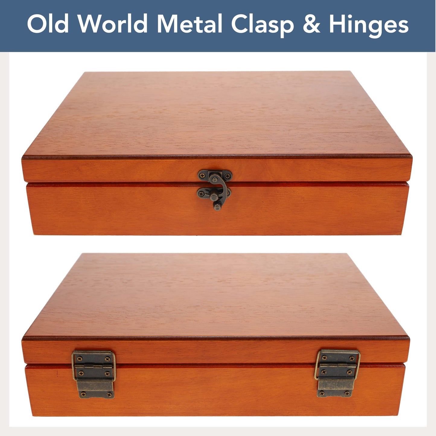 WE Games Custom Engravable Wooden Keepsake Storage Box, Decorative Memory Box, Storage with Brass Fixtures, Storage for Photos, Stationary, Jewelry,
