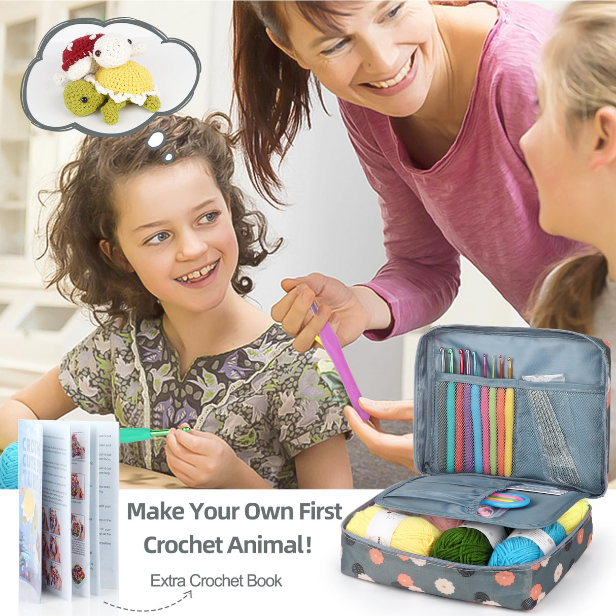 Katech Beginner Yarn for Crocheting and Knitting-Crochet Yarn Kit for Beginners-Includes 382 Yards Cotton Yarn Balls, Hooks, Accessories, Tutorials, Katech