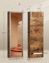 Nicetree 6 LEDs Mirror Jewelry Cabinet with 3 Improvements, 4.2" D Door/Wall Mounted Jewelry Armoire with Full Length Mirror, Larger Capacity, Nicetree