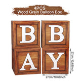 Baby Shower Boxes for Birthday Party Decorations - 4 Wood Grain Brown Blocks with BABY Letter, Printed Letters,First Birthday Centerpiece Decor, Frigg