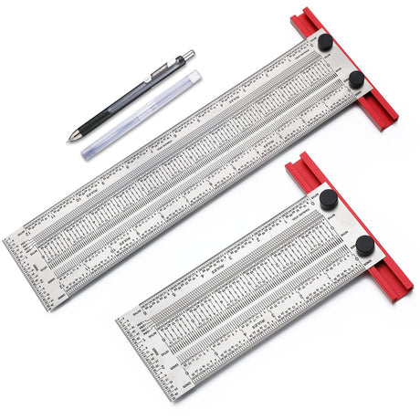 4 Pieces Precision Marking T Rule Set T Square Precision Marking T Rule Includes Compatible Pencil with 0.3 mm Mechanical Pencil Refill for Konohan