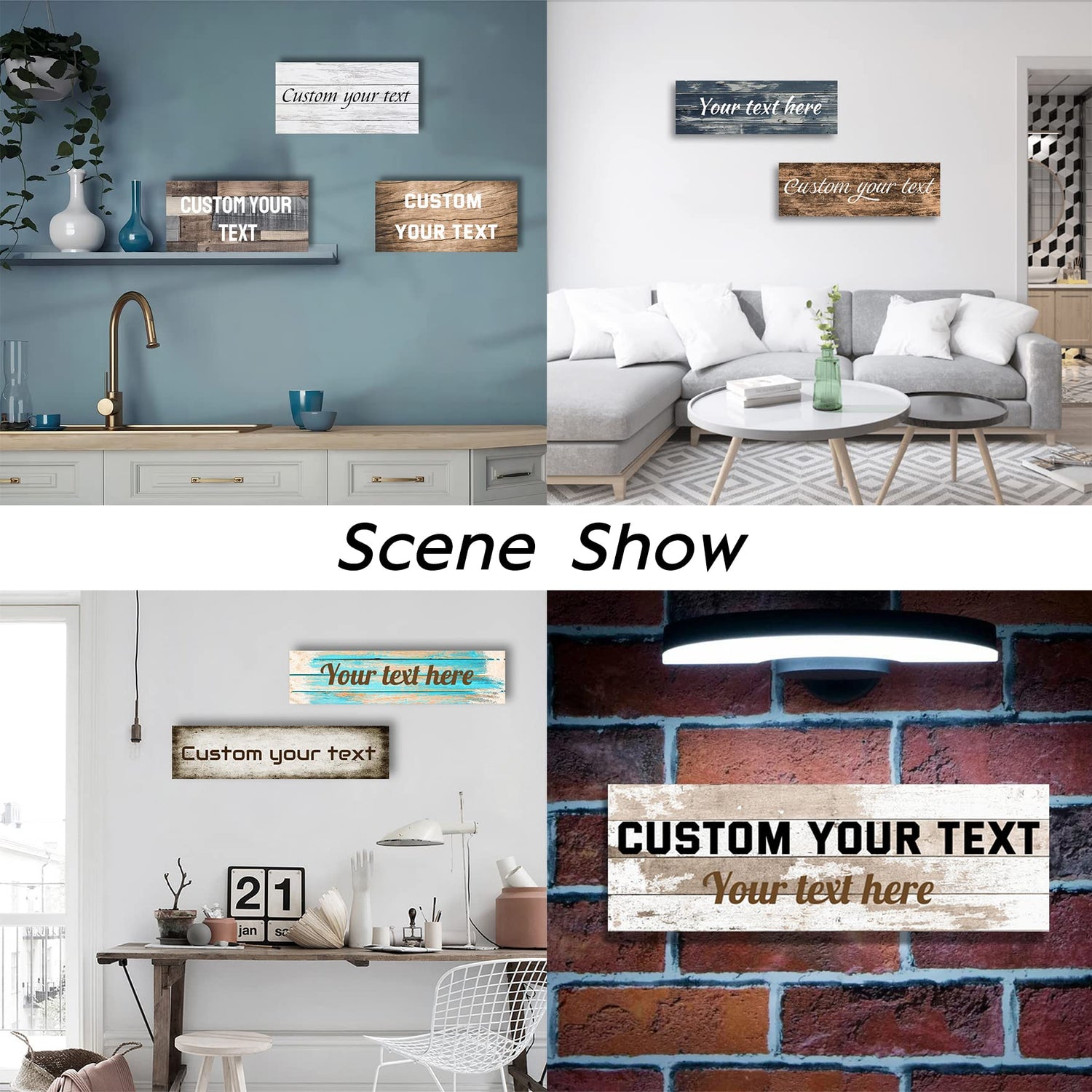 LZIMU Custom Text Signs Wall Decor Personalized Canvas Quote Family Sign Wall Art Wood Background Rustic Farmhouse Decor Framed (6"x18") LZIMU