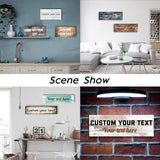 LZIMU Custom Text Signs Wall Decor Personalized Canvas Quote Family Sign Wall Art Wood Background Rustic Farmhouse Decor Framed (6"x18") LZIMU