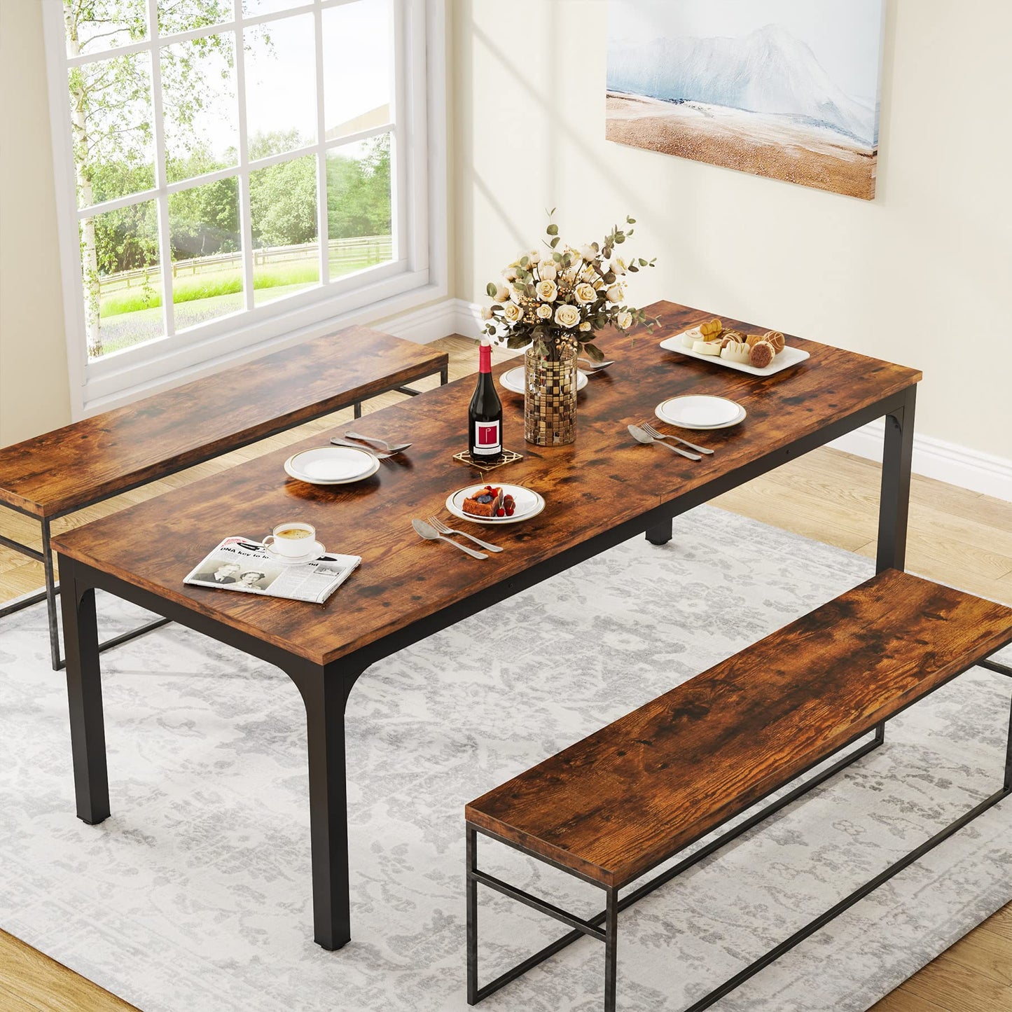Tribesigns Dining Table for 6-8 Person, 78 inch Long Rectangular Kitchen Dining Table for Living Room and Dining Room, 78.7 x 27.5 x 29.5 Inches(Only