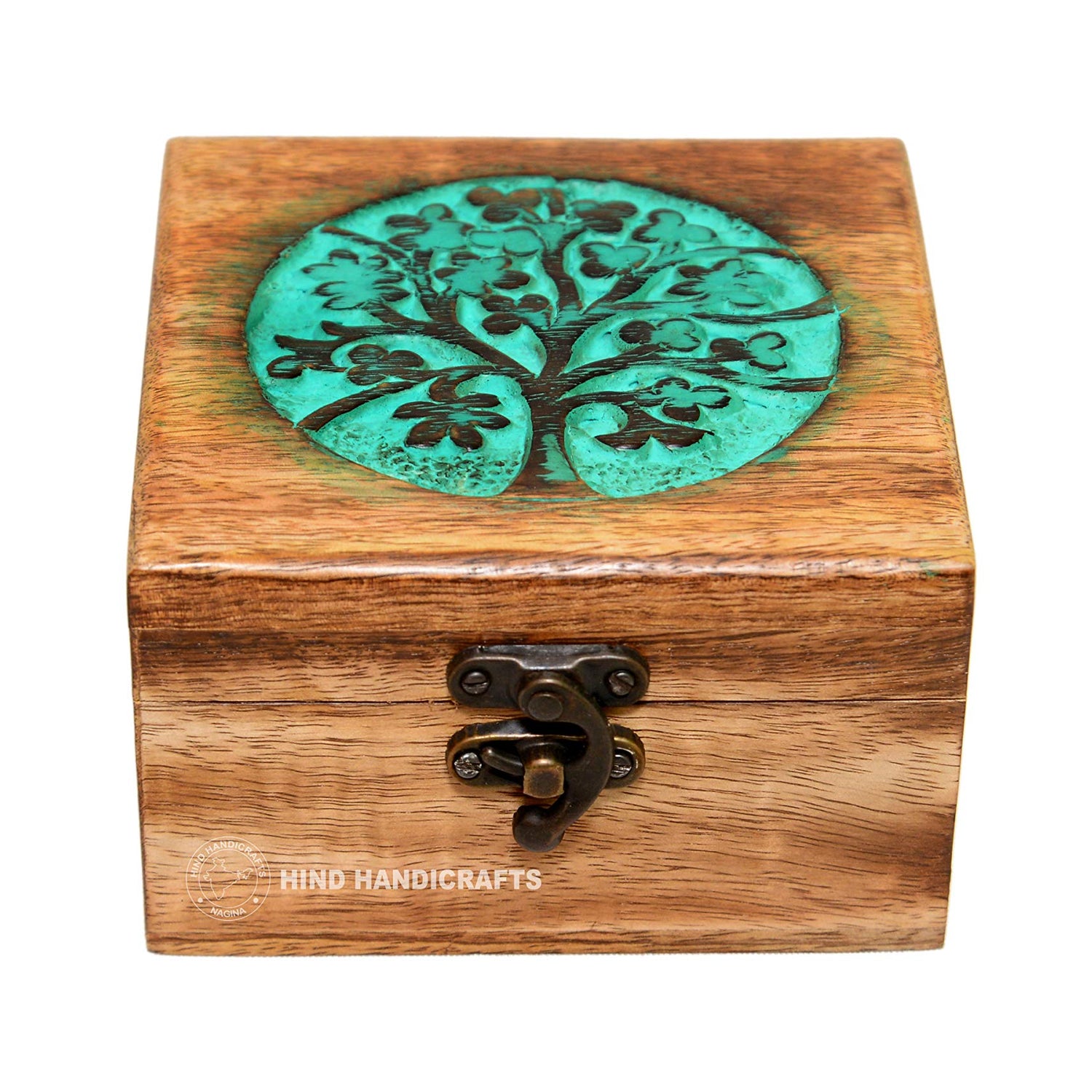 Antique Handmade Wooden Urn Tree of Life Engraving Handcarved Jewellery Box for Women-Men Jewel | Home Decor Accents | Decorative Boxes | Storage & Hind Handicrafts