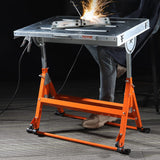 VEVOR Welding Table 30"x20", 400lbs Load Capacity Steel Welding Workbench Table on Wheels, Folding Work Bench with Three 1.1" Slot, 3 Tilt Angles, VEVOR