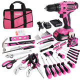 ValueMax Home Tool Kit with Drill, 238-Pieces Pink Tool Set with 20V Cordless Lithium-ion Drill, Power Tool Set with Wide Mouth Open Storage Bag, ValueMax