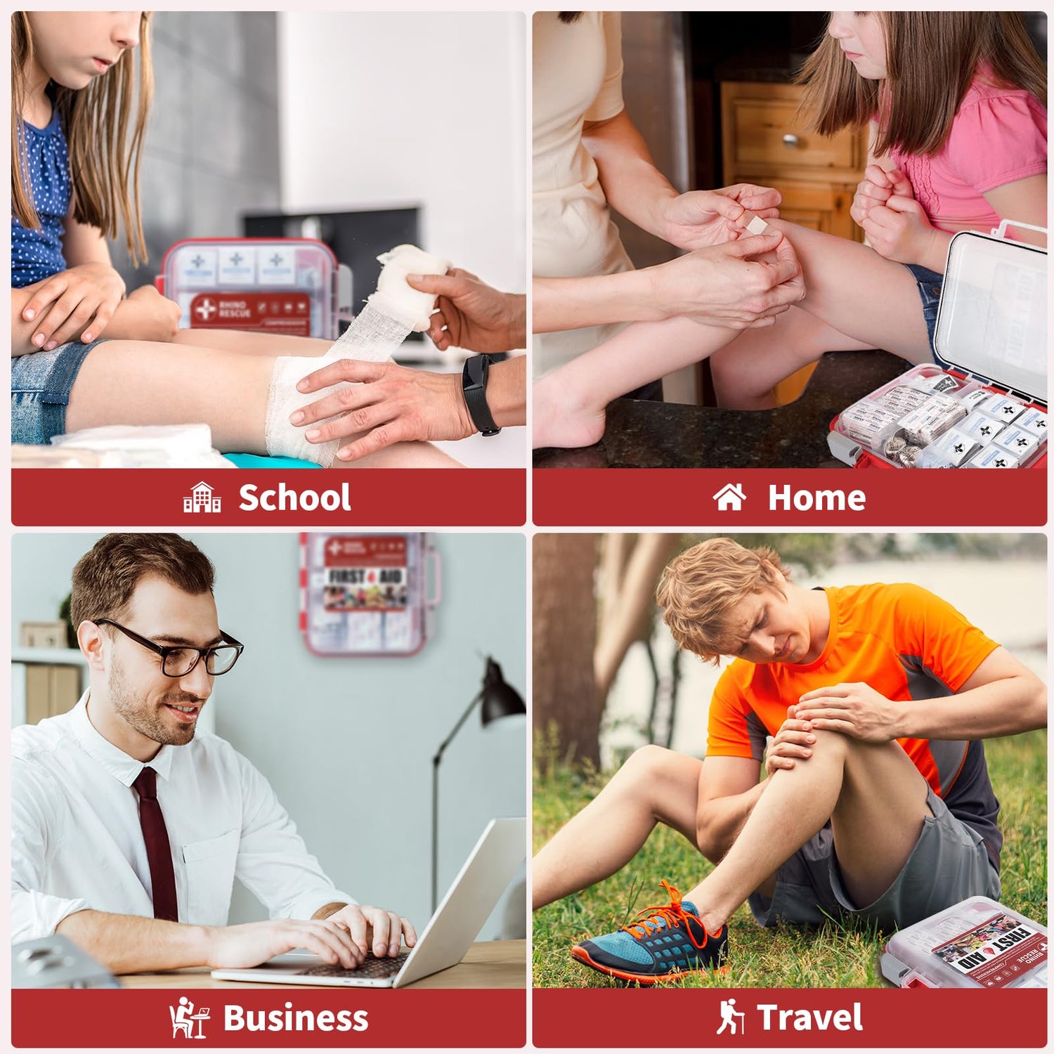 RHINO RESCUE 350 Pieces All-Purpose First Aid Kit, Home & Office Professional Medical Supplies, Ideal for Emergency, School, Car, Survival, Travel, RHINO RESCUE