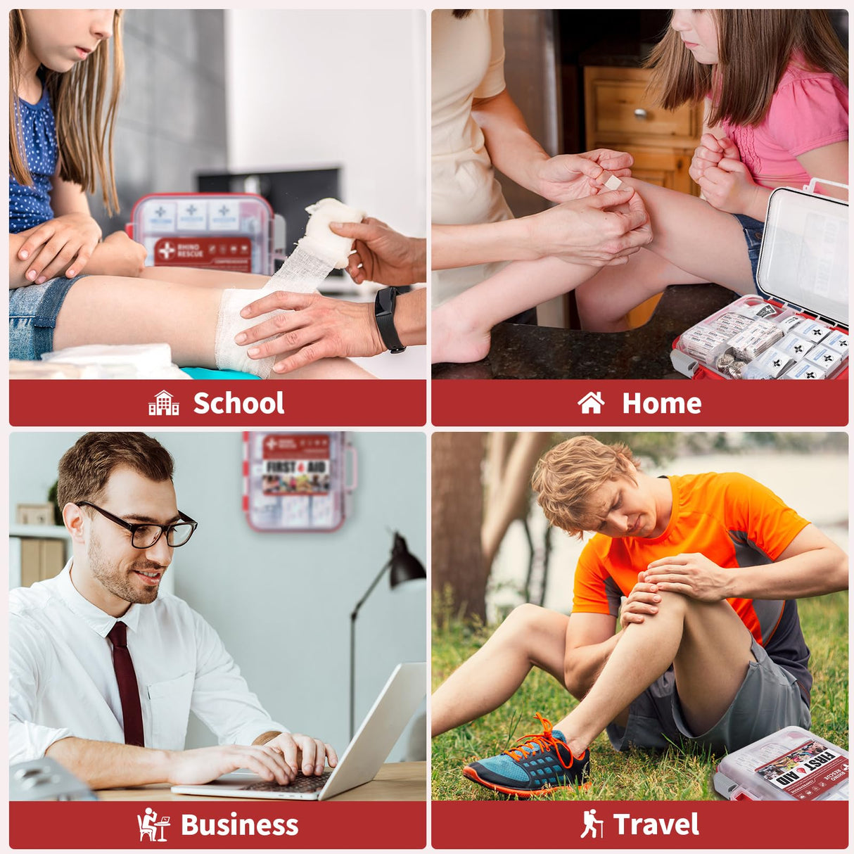 RHINO RESCUE 350 Pieces All-Purpose First Aid Kit, Home & Office Professional Medical Supplies, Ideal for Emergency, School, Car, Survival, Travel, RHINO RESCUE