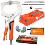 Pocket Hole Jig System Kit, Pocket Screw Jig with 11 Inch Clamp, Square Driver Bit, Hex Wrench, Depth Stop Collar, Step Drill Bit, Coarse Square TBVHOMM