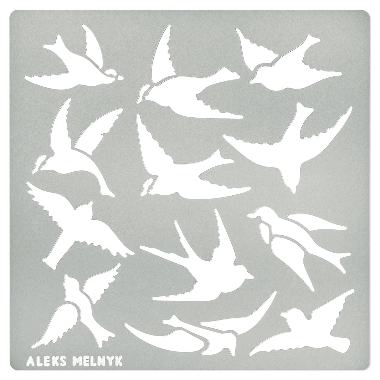 Aleks Melnyk No.468 Metal Stencil, Many Swallows Fly in The Sky, Birds, Animals, Small Stencil, 1 PC, Template for Wood Burning, Engraving, Crafting, Aleks Melnyk