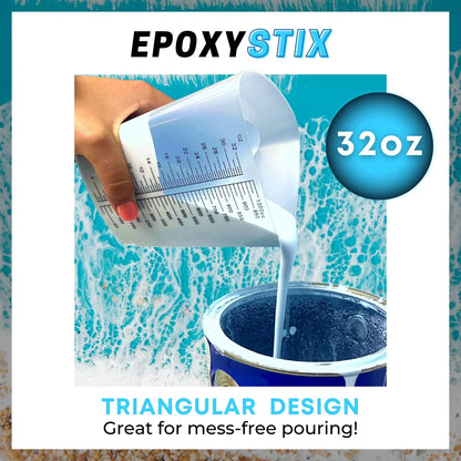 EpoxyStix [Pack of 10] 32oz Triangular Paint/Epoxy Mixing Cups - Pack of Ten - Ideal For Mixing and Precise Pouring - Made from Polypropylene - - WoodArtSupply