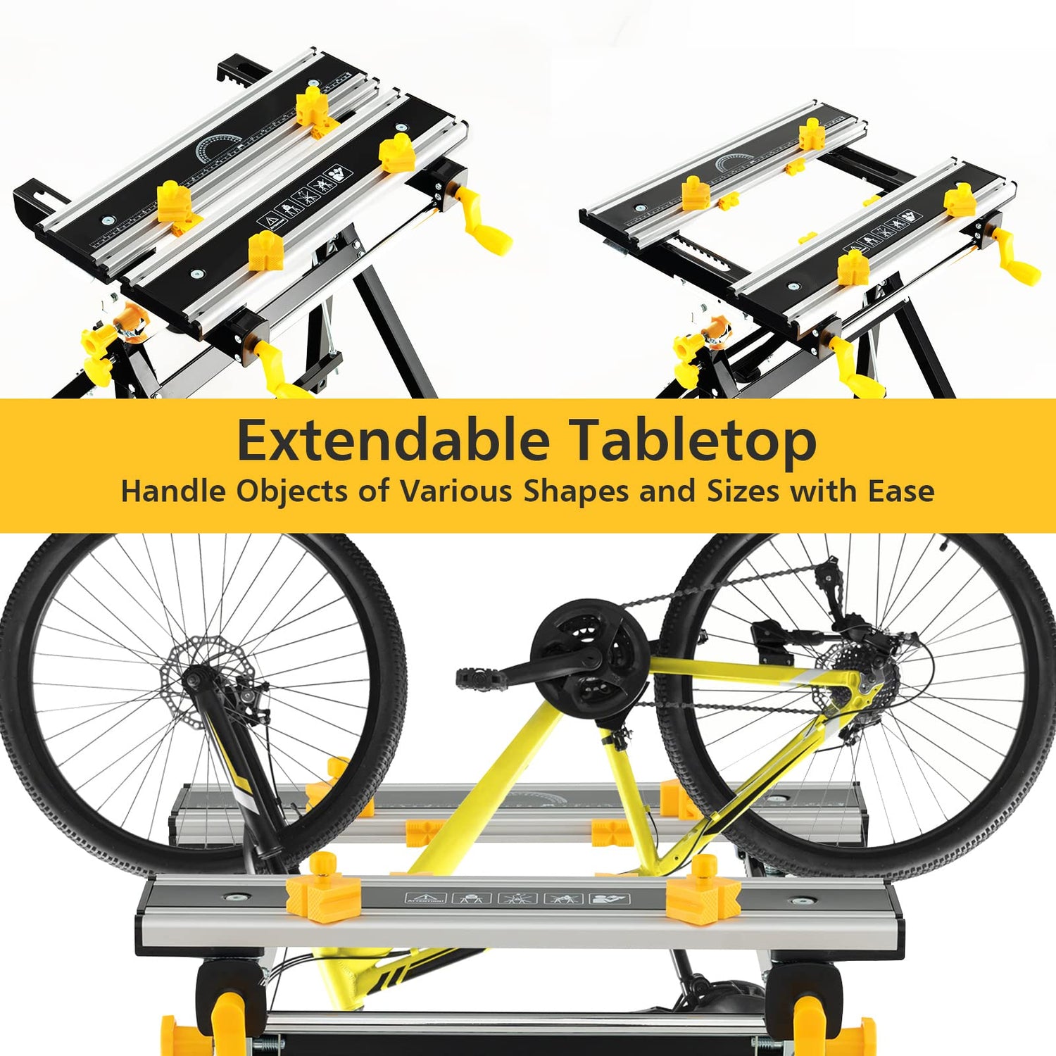 IRONMAX Portable Work Bench, 7-Level Height Adjustable & Reclining Work Table w/ 8 Sliding Clamps, Folding Workbench and Vise for Cutting, Saw, Paint IRONMAX