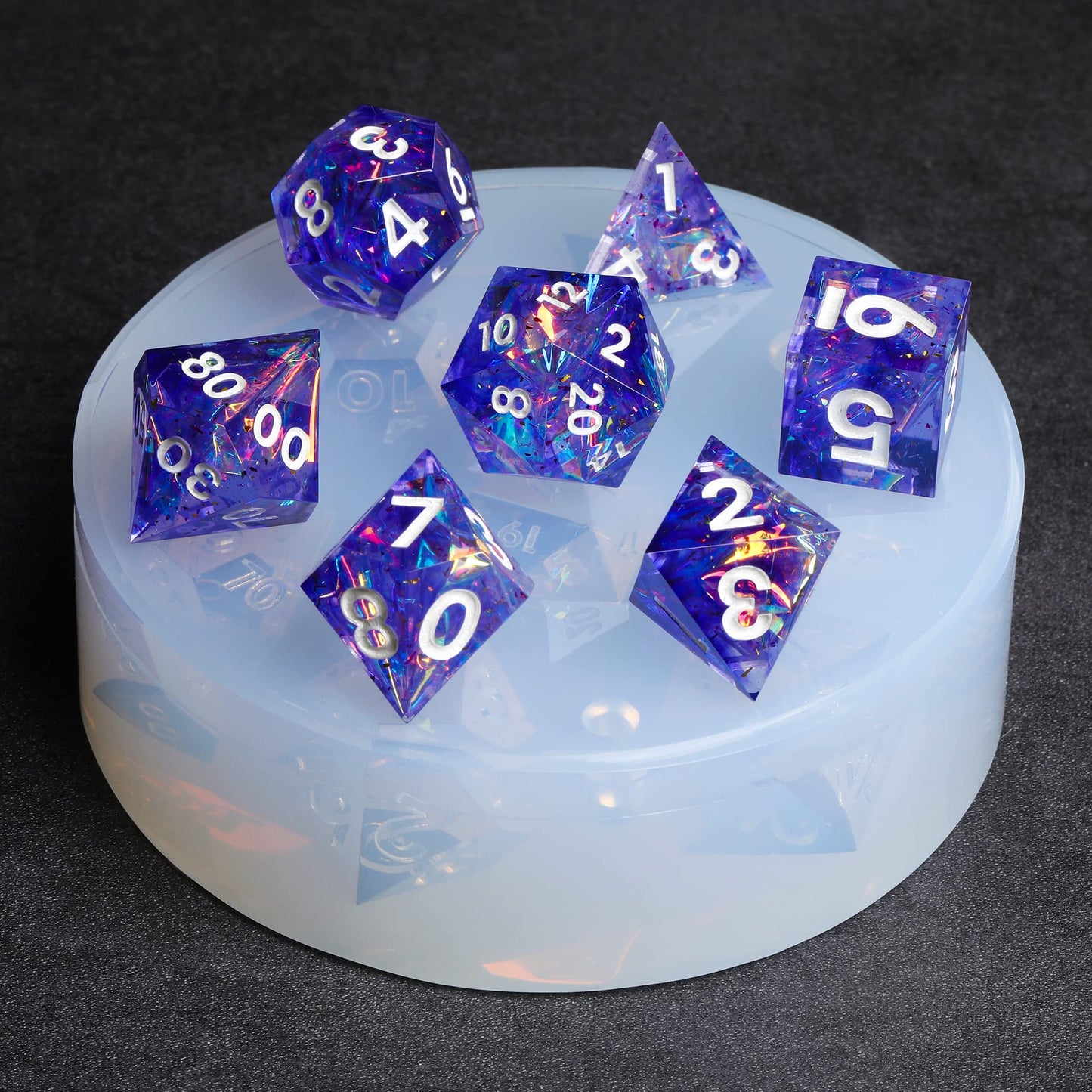 DND Sharp Edge Dice Silicone Mold for 7Pcs Resin Dice Set- High Toughness, Easy Demolding, and Smooth Finish(Regular D4)
