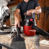 Shop-Vac 1.5 Gallon 2.0 Peak Wet Dry Vacuum, Portable Compact Shop Vacuum with Collapsible Handle Wall Bracket & Attachments, ‎2030100 Shop-Vac