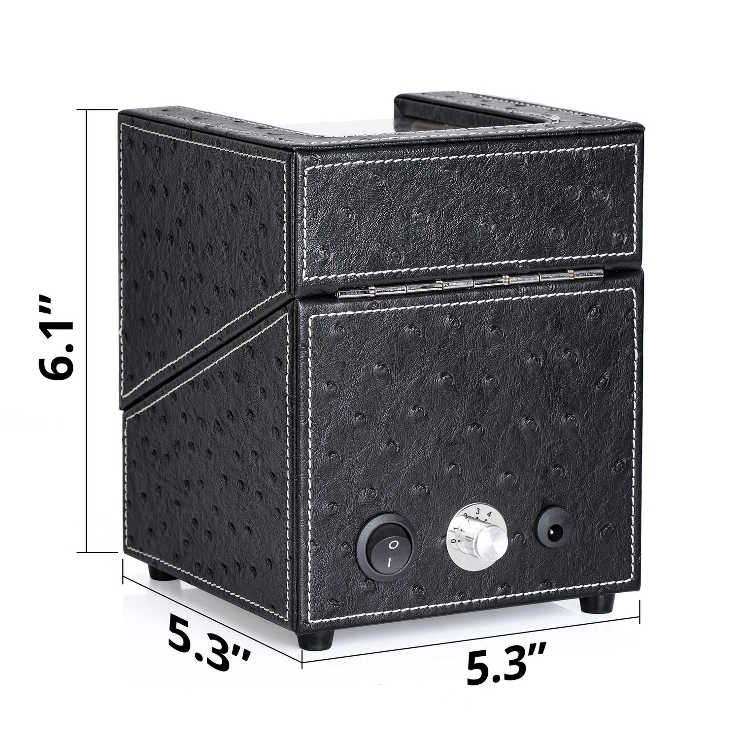 TRIPLE TREE Single Watch Winder Newly Upgraded, with Flexible Plush Pillow, in Wood Shell and Black Leather, Japanese Motor, 4 Rotation Mode Setting, TRIPLE TREE