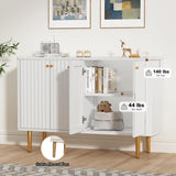 HLR Sideboard Buffet Cabinet, 48" Modern Accent Cabinet with 4 Door and Removable Shelves, Credenza Entryway Cabinet with Storage for Living Room, HLR